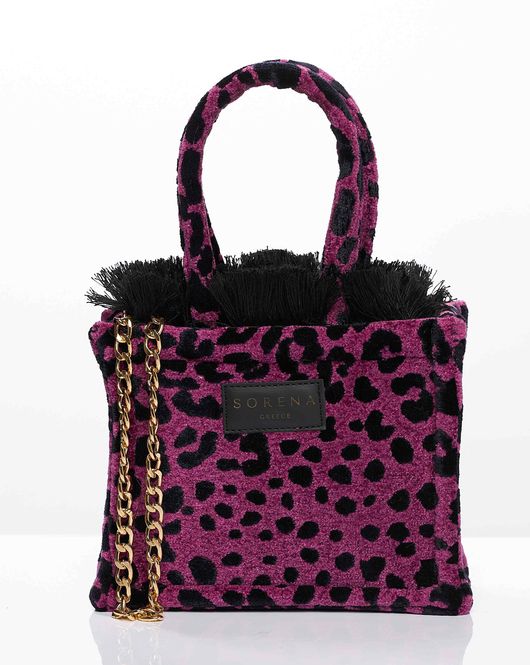 Hovedbilde Sorena Leopard Velvet Magenta Mini Tote Bag