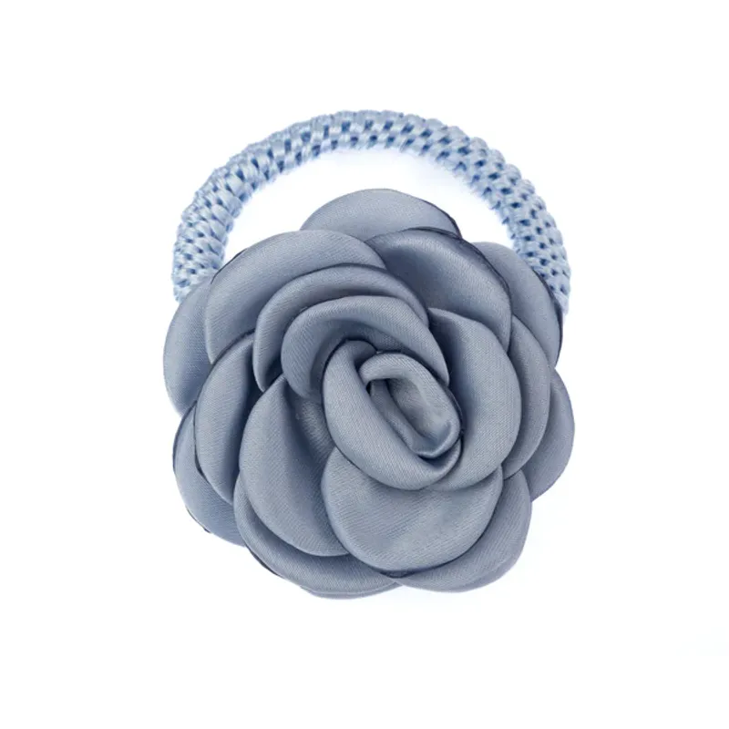 Satin Rose Hair Tie Light Blue