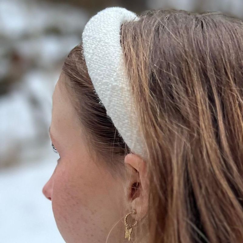 Tweed Hair Band Broad Off White