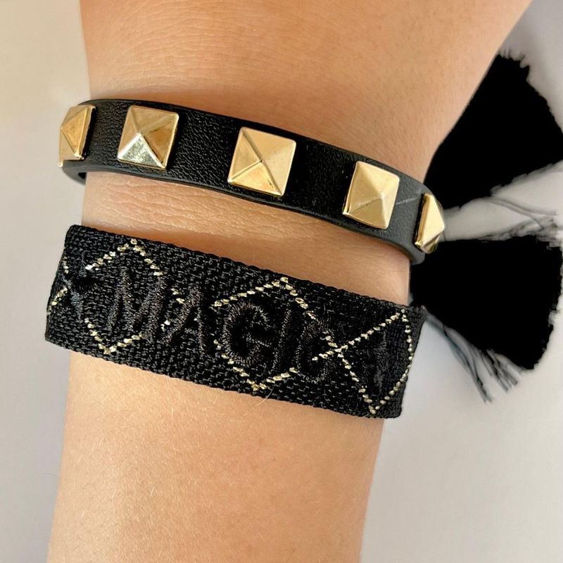 Woven Friendship Bracelet «Stay Magic» Black W/Gold