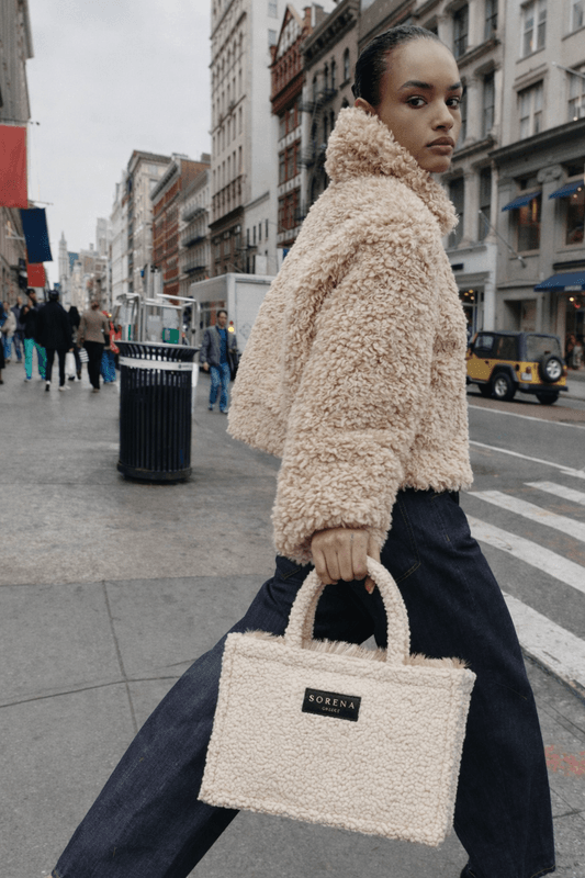 Sorena Teddy Beige Medium Tote Bag