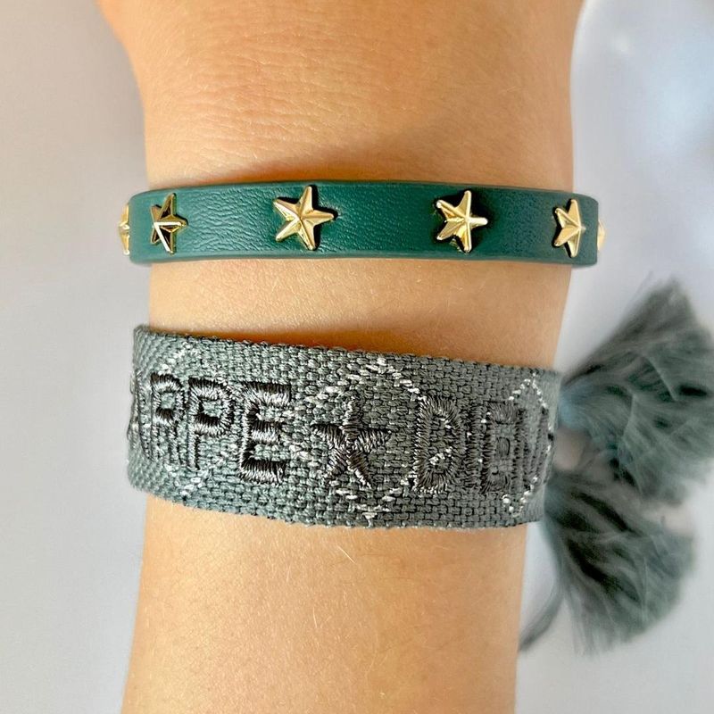 Woven Friendship Bracelet «Carpe Diem» Dark Sage W/Silver