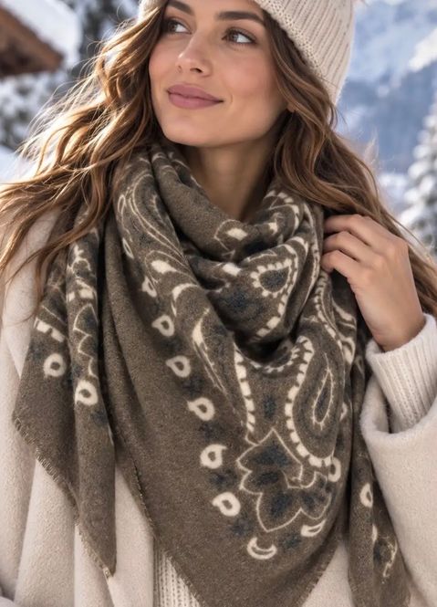 Hovedbilde Skjerf Paisley Print Brun