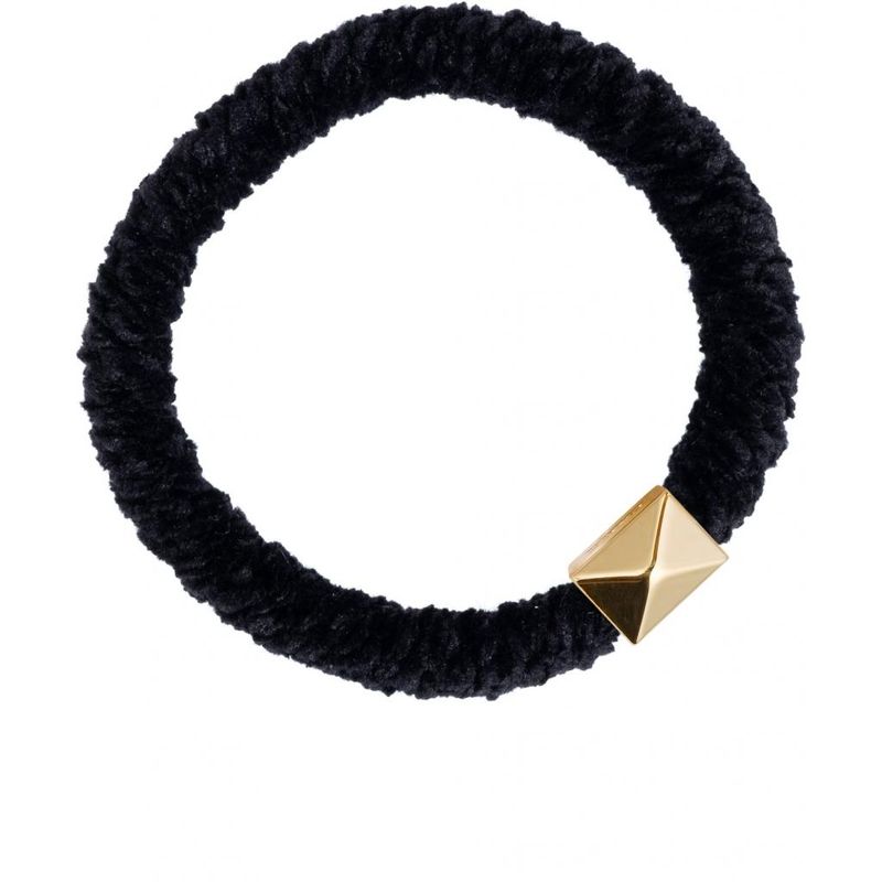 Fluffy Fat Hair Tie W/Gold Black