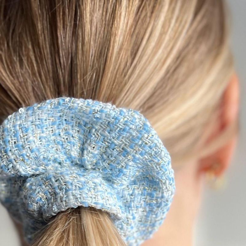 Tweed Scrunchie Light Blue
