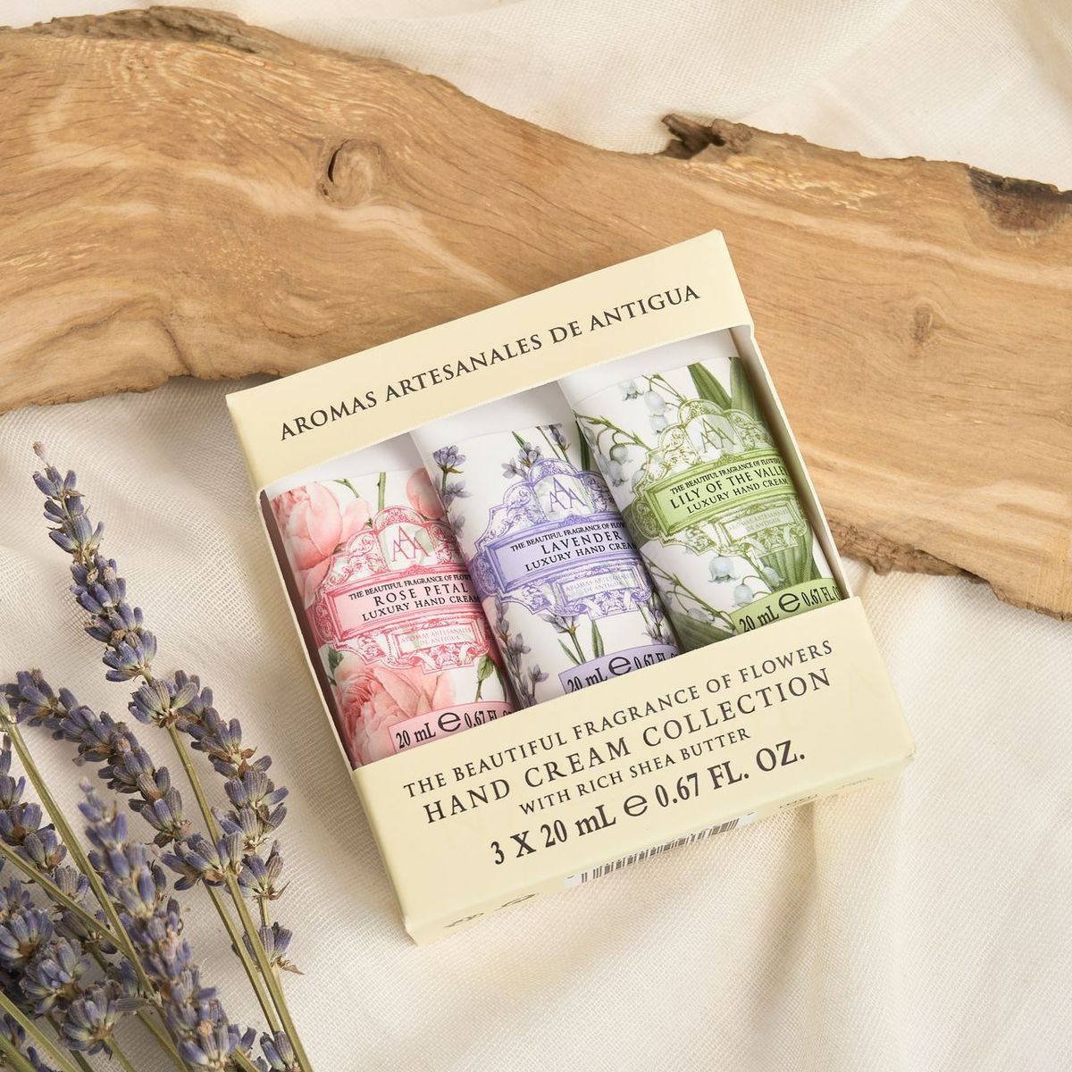 Håndkrem Sett 3x20ml Rose, Liljekonvall, Lavendel