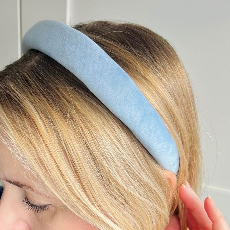 Velvet Hair Band Broad Light Blue